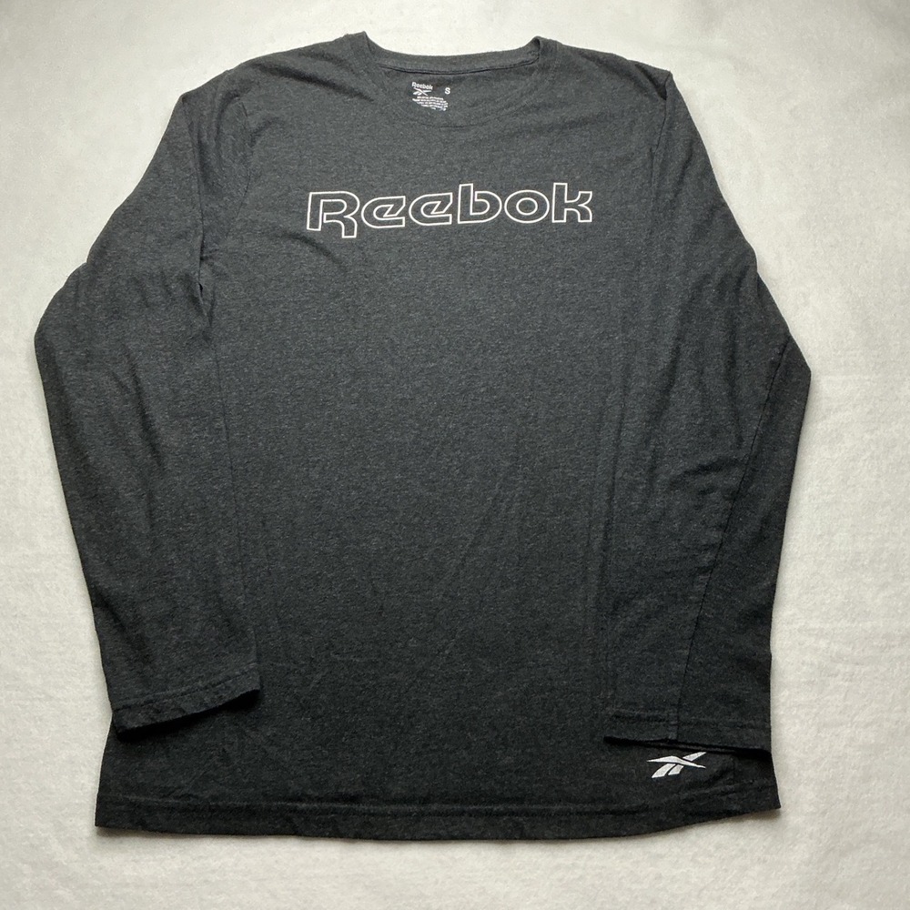 Reebok Womens Sleepwear Long Sleeve Graphic T-Shirt Dark Gray Heather Size S